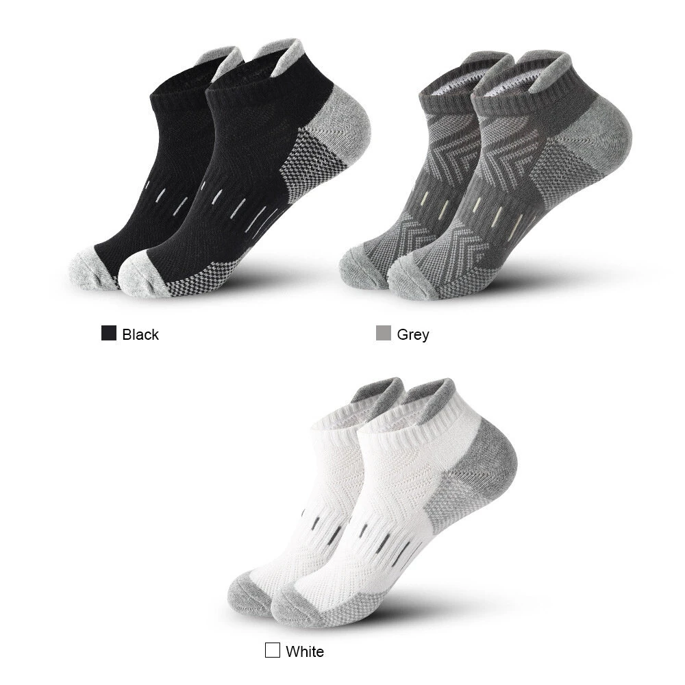 (image for) 6 Pairs Mens Athletic Ankle Socks Running Cycling Sport Socks Moisture Wicking Cushion High Elastic Short Socks Comfy Breathable Casual Socks