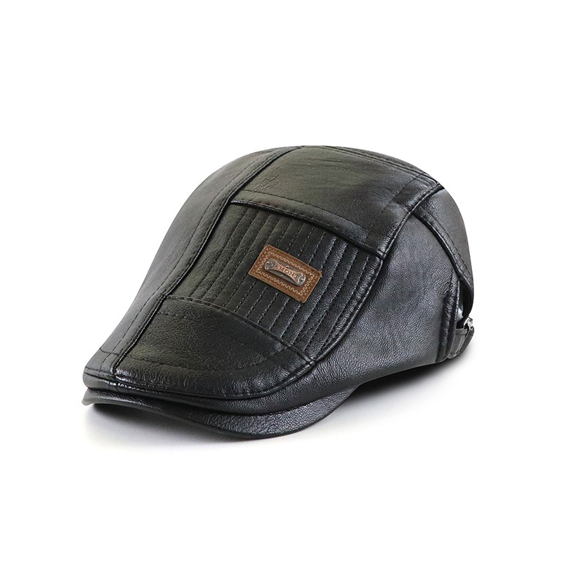 Collrown-Beret-Mens-Adjustable-PU-Leather-Flat-Cap-Stitch-Newsboy-Cap-Driving-Fishing-Cabbie-Hat-Pea-2025115